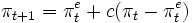  \pi_{t+1} = \pi_{t}^e + c (\pi_{t} - \pi_{t}^e) 