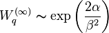  W_q^{(\infty)}\thicksim \exp\left(\frac{2\alpha}{\beta^2}\right)