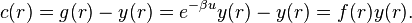  c(r)=g(r)-y(r)=e^{-\beta u}y(r)-y(r)=f(r)y(r). \, 