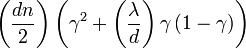 \left(\dfrac{dn}{2}\right) \left(\gamma^2 + \left(\dfrac{\lambda}{d}\right)\gamma \left(1-\gamma\right)\right)