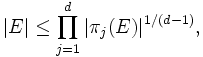 | E | \leq \prod_{j = 1}^{d} | \pi_{j} (E) |^{1 / (d - 1)},