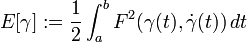 E[\gamma]:=\frac{1}{2}\int_a^b F^2(\gamma(t),\dot{\gamma}(t))\, dt