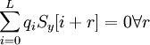 \sum_{i=0}^L q_i S_y[{i+r}]=0 \forall r