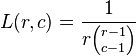 L(r, c) = \frac{1}{r {r-1 \choose c-1}}