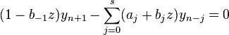 (1-b_{-1}z)y_{n+1}-\sum_{j=0}^s (a_j+b_jz)y_{n-j}=0