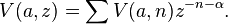  V(a,z) = \sum V(a,n)z^{-n-\alpha}.