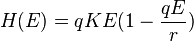 H(E)=q K E (1-\frac{qE}{r})