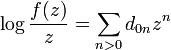  \log {f(z)\over z} = \sum_{n>0} d_{0n} z^n