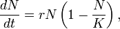 \frac{dN}{dt} = rN \left( 1 - \frac{N}{K} \right),