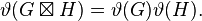  \vartheta(G \boxtimes H) = \vartheta(G) \vartheta(H). 