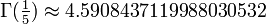 \Gamma(\tfrac15) \approx 4.5908437119988030532