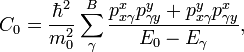   C_0 = \frac{\hbar^2}{m_0^2} \sum^{B}_{\gamma} \frac{ p^{x}_{x\gamma}p^{y}_{\gamma y} + p^{y}_{x\gamma}p^{x}_{\gamma y} }{ E_0-E_{\gamma} },  