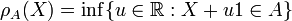 \rho_A(X) = \inf\{u \in \mathbb{R}: X + u1 \in A\}