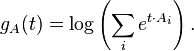 g_A(t) = \log \left(\sum_i e^{t \cdot A_i}\right) . 