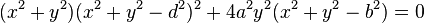 (x^2+y^2)(x^2+y^2-d^2)^2+4a^2y^2(x^2+y^2-b^2)=0