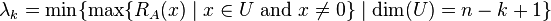 \lambda_k = \min \{ \max \{ R_A(x) \mid x \in U \text{ and } x \neq 0 \} \mid \dim(U)=n-k+1 \}