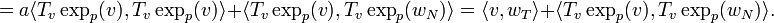 =a \langle T_v\exp_p(v), T_v\exp_p(v)\rangle + \langle T_v\exp_p(v), T_v\exp_p(w_N)\rangle=\langle v, w_T\rangle + \langle T_v\exp_p(v), T_v\exp_p(w_N)\rangle.
