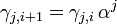 \ \gamma_{j,i+1} = \gamma_{j,i}\,\alpha^j