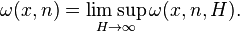 \omega(x, n)= \limsup_{H\to\infty} \omega(x,n,H).