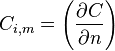 C_{i,m} = \left(\frac{\partial C}{\partial n}\right)