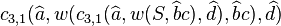 c_{3,1}(\widehat{a}, w(c_{3,1}(\widehat{a}, w(S, \widehat{b}c), \widehat{d}), \widehat{b}c), \widehat{d})