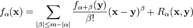 f_\alpha({\bold x})=\sum_{|\beta|\le m-|\alpha|}\frac{f_{\alpha+\beta}({\bold y})}{\beta!}({\bold x}-{\bold y})^{\beta}+R_\alpha({\bold x},{\bold y})