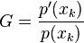  G = \frac{p'(x_k)}{p(x_k)}