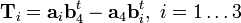 {\mathbf T}_i={\mathbf a}_i {\mathbf b}_4^t - {\mathbf a}_4 {\mathbf b}_i^t, \; i=1 \ldots 3