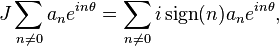 J\sum_{n\ne 0} a_ne^{in\theta} =\sum_{n\ne 0} i\, \mathrm{sign}(n) a_n e^{in\theta},