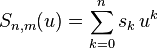 S_{n,m}(u) = \sum_{k=0}^n s_k\,u^k