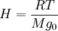 H = \frac{R T}{M g_0} 