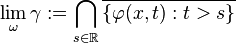 \lim_\omega \gamma := \bigcap_{s\in \mathbb{R}}\overline{\{\varphi(x,t):t>s\}} 