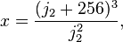 x = \frac{(j_2+256)^3}{j_2^2},