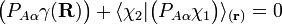  \big(P_{A\alpha}\gamma(\mathbf{R})\big)+ \langle\chi_2|\big(P_{A\alpha} \chi_1\big) \rangle_{(\mathbf{r})} = 0 