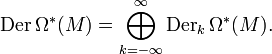 \mathrm{Der}\, \Omega^*(M) = \bigoplus_{k=-\infty}^\infty \mathrm{Der}_k\, \Omega^*(M).