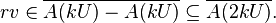 rv\in\overline{A(kU)-A(kU)}\subseteq \overline{A(2kU)}.