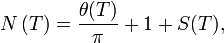 N\left(T\right) = \frac{\theta(T)}{\pi} + 1+S(T),