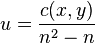  u = \frac{ c( x, y ) }{ n^2 - n } 