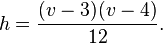 h = \frac{(v-3)(v-4)}{12}.