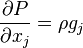  {\partial P\over\partial x_j} = \rho g_j 