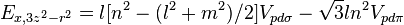 E_{x,3z^2-r^2} = l[n^2 - (l^2 + m^2)/2]V_{pd\sigma} - \sqrt{3} l n^2 V_{pd\pi}