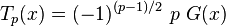 T_p(x) = (-1)^{(p-1)/2}\ p\ G(x)\,