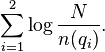 \sum_{i=1}^{2} \log \frac{N}{n(q_i)}.