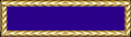 A blue military ribbon with a gold border.