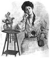 Victorian lady listening to electrical device