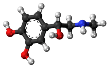 Ball-and-stick model of the adrenaline molecule