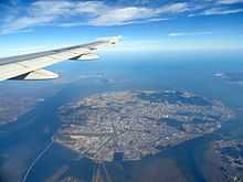 Xiamen Gaoqi International Airport and the Island of Xiamen seeing from the air