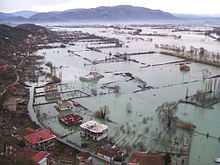 Flood-stricken area of Shkodra, Albania on January 12, 2010.