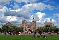 Façade of the Rijksmuseum as seen from the Museum Square