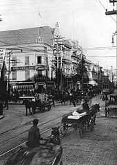 Saint Laurent and Saint Catherine Streets in Montreal in 1905